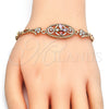 Oro Laminado Fancy Bracelet, Gold Filled Style Flower and Fish Design, with Multicolor Cubic Zirconia, Polished, Golden Finish, 03.323.0011.07 (05 MM Thickness, 7 Inches Length)