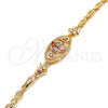 Oro Laminado Fancy Bracelet, Gold Filled Style Flower and Fish Design, with Multicolor Cubic Zirconia, Polished, Golden Finish, 03.323.0011.07 (05 MM Thickness, 7 Inches Length)