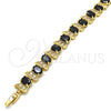 Oro Laminado Tennis Bracelet, Gold Filled Style with Black and White Cubic Zirconia, Polished, Golden Finish, 03.206.0007.12.07 (11 MM Thickness, 7 Inches Length)