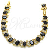 Oro Laminado Tennis Bracelet, Gold Filled Style with Black and White Cubic Zirconia, Polished, Golden Finish, 03.206.0007.12.07 (11 MM Thickness, 7 Inches Length)