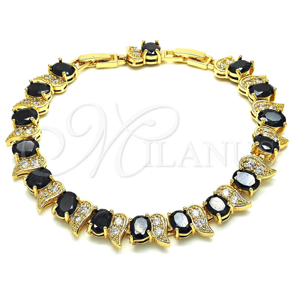 Gold Filled Bracelet — Tennis Bracelet with Black and White Cubic Zirconia — main product view — SKU 126779 | Oro Laminado brazalete — Tennis Bracelet with negro and blanco Cubic Zirconia — SKU 126779