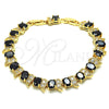 Oro Laminado Tennis Bracelet, Gold Filled Style with Black and White Cubic Zirconia, Polished, Golden Finish, 03.206.0007.12.07 (11 MM Thickness, 7 Inches Length)