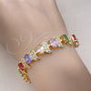 Oro Laminado Tennis Bracelet, Gold Filled Style with Multicolor Cubic Zirconia, Polished, Golden Finish, 03.206.0007.13.07 (11 MM Thickness, 7 Inches Length)