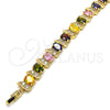 Oro Laminado Tennis Bracelet, Gold Filled Style with Multicolor Cubic Zirconia, Polished, Golden Finish, 03.206.0007.13.07 (11 MM Thickness, 7 Inches Length)