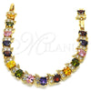Oro Laminado Tennis Bracelet, Gold Filled Style with Multicolor Cubic Zirconia, Polished, Golden Finish, 03.206.0007.13.07 (11 MM Thickness, 7 Inches Length)