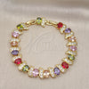 Oro Laminado Tennis Bracelet, Gold Filled Style with Multicolor Cubic Zirconia, Polished, Golden Finish, 03.206.0007.13.07 (11 MM Thickness, 7 Inches Length)