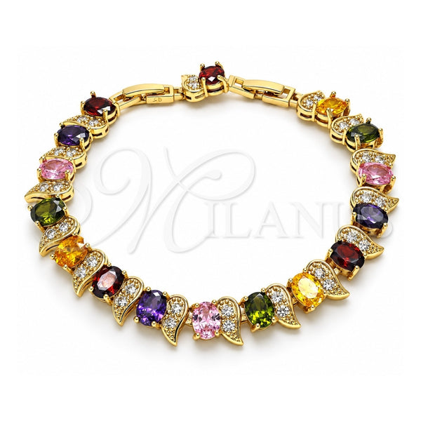Oro Laminado Tennis Bracelet, Gold Filled Style with Multicolor Cubic Zirconia, Polished, Golden Finish, 03.206.0007.13.07 (11 MM Thickness, 7 Inches Length)