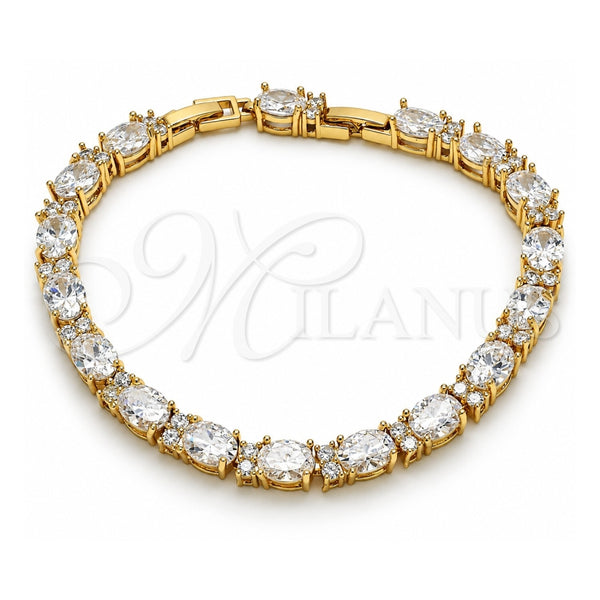 Oro Laminado Tennis Bracelet, Gold Filled Style with White Cubic Zirconia, Polished, Golden Finish, 03.206.0004.8.07 (06 MM Thickness, 7 Inches Length)