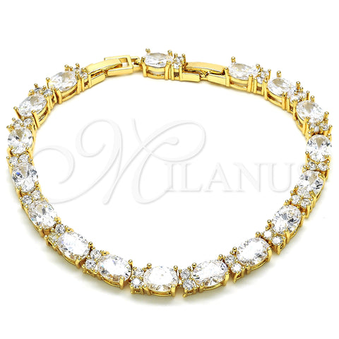 Oro Laminado Tennis Bracelet, Gold Filled Style with White Cubic Zirconia, Polished, Golden Finish, 03.206.0004.8.07 (06 MM Thickness, 7 Inches Length)
