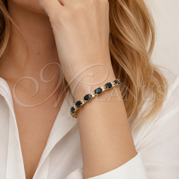 Gold Filled Bracelet — Fancy Bracelet with Black and White Cubic Zirconia — alternate product view — SKU 126786 | Oro Laminado brazalete — elegante Bracelet with negro and blanco Cubic Zirconia — SKU 126786