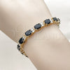Oro Laminado Fancy Bracelet, Gold Filled Style with Black and White Cubic Zirconia, Polished, Golden Finish, 03.206.0004.9.07 (06 MM Thickness, 7 Inches Length)