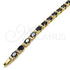 Oro Laminado Fancy Bracelet, Gold Filled Style with Black and White Cubic Zirconia, Polished, Golden Finish, 03.206.0004.9.07 (06 MM Thickness, 7 Inches Length)