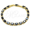 Oro Laminado Fancy Bracelet, Gold Filled Style with Black and White Cubic Zirconia, Polished, Golden Finish, 03.206.0004.9.07 (06 MM Thickness, 7 Inches Length)