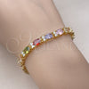 Oro Laminado Tennis Bracelet, Gold Filled Style with Multicolor Cubic Zirconia, Polished, Golden Finish, 03.206.0004.10.07