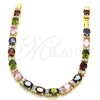 Oro Laminado Tennis Bracelet, Gold Filled Style with Multicolor Cubic Zirconia, Polished, Golden Finish, 03.206.0004.10.07