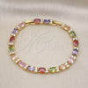 Oro Laminado Tennis Bracelet, Gold Filled Style with Multicolor Cubic Zirconia, Polished, Golden Finish, 03.206.0004.10.07