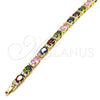 Oro Laminado Tennis Bracelet, Gold Filled Style with Multicolor Cubic Zirconia, Polished, Golden Finish, 03.206.0004.10.07 (06 MM Thickness, 7 Inches Length)