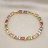 Oro Laminado Tennis Bracelet, Gold Filled Style with Multicolor Cubic Zirconia, Polished, Golden Finish, 03.206.0004.10.07 (06 MM Thickness, 7 Inches Length)