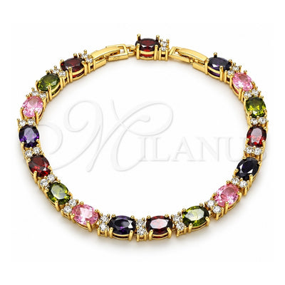 Oro Laminado Tennis Bracelet, Gold Filled Style with Multicolor Cubic Zirconia, Polished, Golden Finish, 03.206.0004.10.07 (06 MM Thickness, 7 Inches Length)