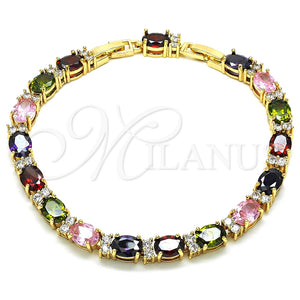 Gold Filled Bracelet — Tennis Bracelet with Multicolor Cubic Zirconia Polished 03. — main product view — SKU 126787 | Oro Laminado brazalete — Tennis Bracelet with Multicolor Cubic Zirconia pulido 03. — SKU 126787