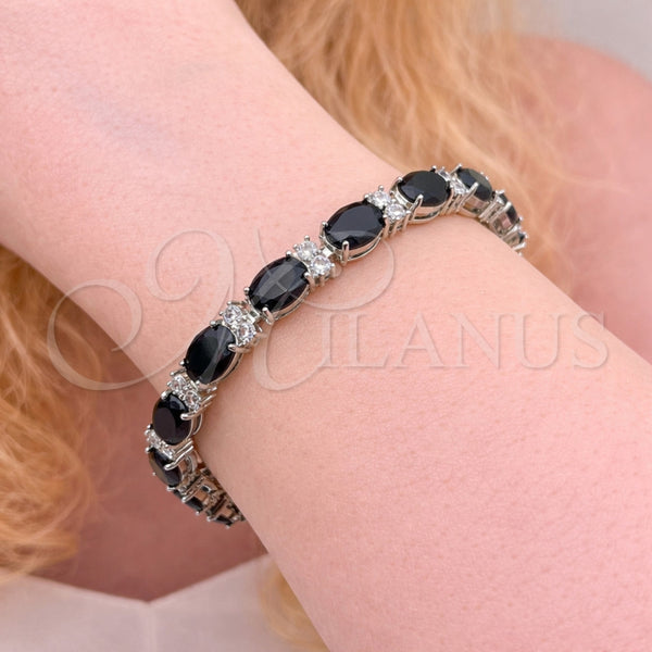 White Gold Filled Bracelet — Tennis Bracelet with Black and White Cubic Zirconia — alternate product view — SKU 126789 | Oro Laminado Blanco brazalete — Tennis Bracelet with negro and blanco Cubic Zirconia — SKU 126789