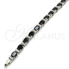 Rhodium Gold Filled Tennis Bracelet, with Black and White Cubic Zirconia, Polished, Rhodium Finish, 03.206.0004.12.07 (06 MM Thickness, 7 Inches Length)