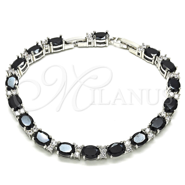 White Gold Filled Bracelet — Tennis Bracelet with Black and White Cubic Zirconia — main product view — SKU 126789 | Oro Laminado Blanco brazalete — Tennis Bracelet with negro and blanco Cubic Zirconia — SKU 126789