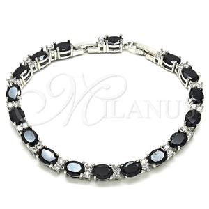 White Gold Filled Bracelet — Tennis Bracelet with Black and White Cubic Zirconia — main product view — SKU 126789 | Oro Laminado Blanco brazalete — Tennis Bracelet with negro and blanco Cubic Zirconia — SKU 126789