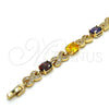 Oro Laminado Tennis Bracelet, Gold Filled Style Cat Design, with Multicolor Cubic Zirconia, Polished, Golden Finish, 03.206.0001.12.07 (07 MM Thickness, 7 Inches Length)