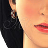 Oro Laminado Huggie Hoop, Gold Filled Style with Garnet and White Cubic Zirconia, Polished, Golden Finish, 02.266.0031.20