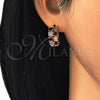 Oro Laminado Huggie Hoop, Gold Filled Style with Garnet and White Cubic Zirconia, Polished, Golden Finish, 02.266.0031.20
