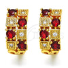 Oro Laminado Huggie Hoop, Gold Filled Style with Garnet and White Cubic Zirconia, Polished, Golden Finish, 02.266.0031.20