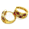 Oro Laminado Huggie Hoop, Gold Filled Style with Garnet and White Cubic Zirconia, Polished, Golden Finish, 02.266.0031.20