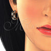 Oro Laminado Huggie Hoop, Gold Filled Style with Black and White Cubic Zirconia, Polished, Golden Finish, 02.266.0031.1.20