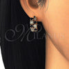 Oro Laminado Huggie Hoop, Gold Filled Style with Black and White Cubic Zirconia, Polished, Golden Finish, 02.266.0031.1.20
