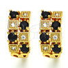 Oro Laminado Huggie Hoop, Gold Filled Style with Black and White Cubic Zirconia, Polished, Golden Finish, 02.266.0031.1.20