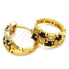 Oro Laminado Huggie Hoop, Gold Filled Style with Black and White Cubic Zirconia, Polished, Golden Finish, 02.266.0031.1.20