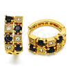 Oro Laminado Huggie Hoop, Gold Filled Style with Black and White Cubic Zirconia, Polished, Golden Finish, 02.266.0031.1.20
