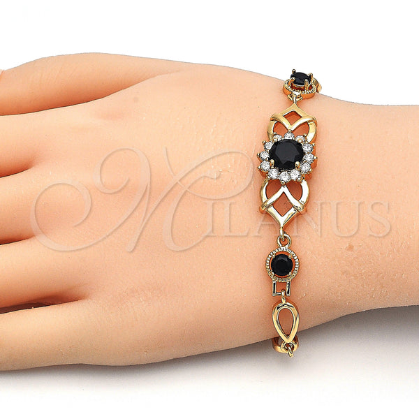 Gold Filled Bracelet — Fancy Bracelet with Black and White Cubic Zirconia — alternate product view — SKU 126806 | Oro Laminado brazalete — elegante Bracelet with negro and blanco Cubic Zirconia — SKU 126806
