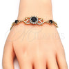 Oro Laminado Fancy Bracelet, Gold Filled Style with Black and White Cubic Zirconia, Polished, Golden Finish, 03.266.0027.1.08 (06 MM Thickness, 8 Inches Length)