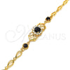 Oro Laminado Fancy Bracelet, Gold Filled Style with Black and White Cubic Zirconia, Polished, Golden Finish, 03.266.0027.1.08 (06 MM Thickness, 8 Inches Length)