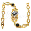 Oro Laminado Fancy Bracelet, Gold Filled Style with Black and White Cubic Zirconia, Polished, Golden Finish, 03.266.0027.1.08 (06 MM Thickness, 8 Inches Length)
