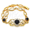 Oro Laminado Fancy Bracelet, Gold Filled Style with Black and White Cubic Zirconia, Polished, Golden Finish, 03.266.0027.1.08 (06 MM Thickness, 8 Inches Length)