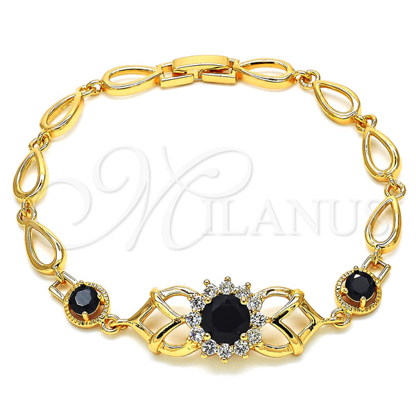 Gold Filled Bracelet — Fancy Bracelet with Black and White Cubic Zirconia — main product view — SKU 126806 | Oro Laminado brazalete — elegante Bracelet with negro and blanco Cubic Zirconia — SKU 126806