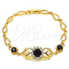 Oro Laminado Fancy Bracelet, Gold Filled Style with Black and White Cubic Zirconia, Polished, Golden Finish, 03.266.0027.1.08 (06 MM Thickness, 8 Inches Length)