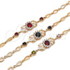 Oro Laminado Fancy Bracelet, Gold Filled Style with Black and White Cubic Zirconia, Polished, Golden Finish, 03.266.0027.1.08 (06 MM Thickness, 8 Inches Length)