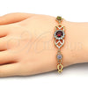 Oro Laminado Fancy Bracelet, Gold Filled Style with Multicolor Cubic Zirconia, Polished, Golden Finish, 03.266.0027.2.08 (8 Inches Length)