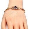 Oro Laminado Fancy Bracelet, Gold Filled Style with Multicolor Cubic Zirconia, Polished, Golden Finish, 03.266.0027.2.08 (8 Inches Length)