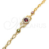 Oro Laminado Fancy Bracelet, Gold Filled Style with Multicolor Cubic Zirconia, Polished, Golden Finish, 03.266.0027.2.08 (8 Inches Length)