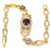 Oro Laminado Fancy Bracelet, Gold Filled Style with Multicolor Cubic Zirconia, Polished, Golden Finish, 03.266.0027.2.08 (8 Inches Length)